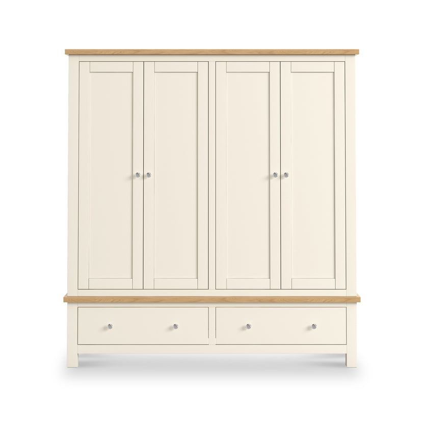 Farrow 4 Door Wardrobe with Drawers | White Cream Grey | Roseland