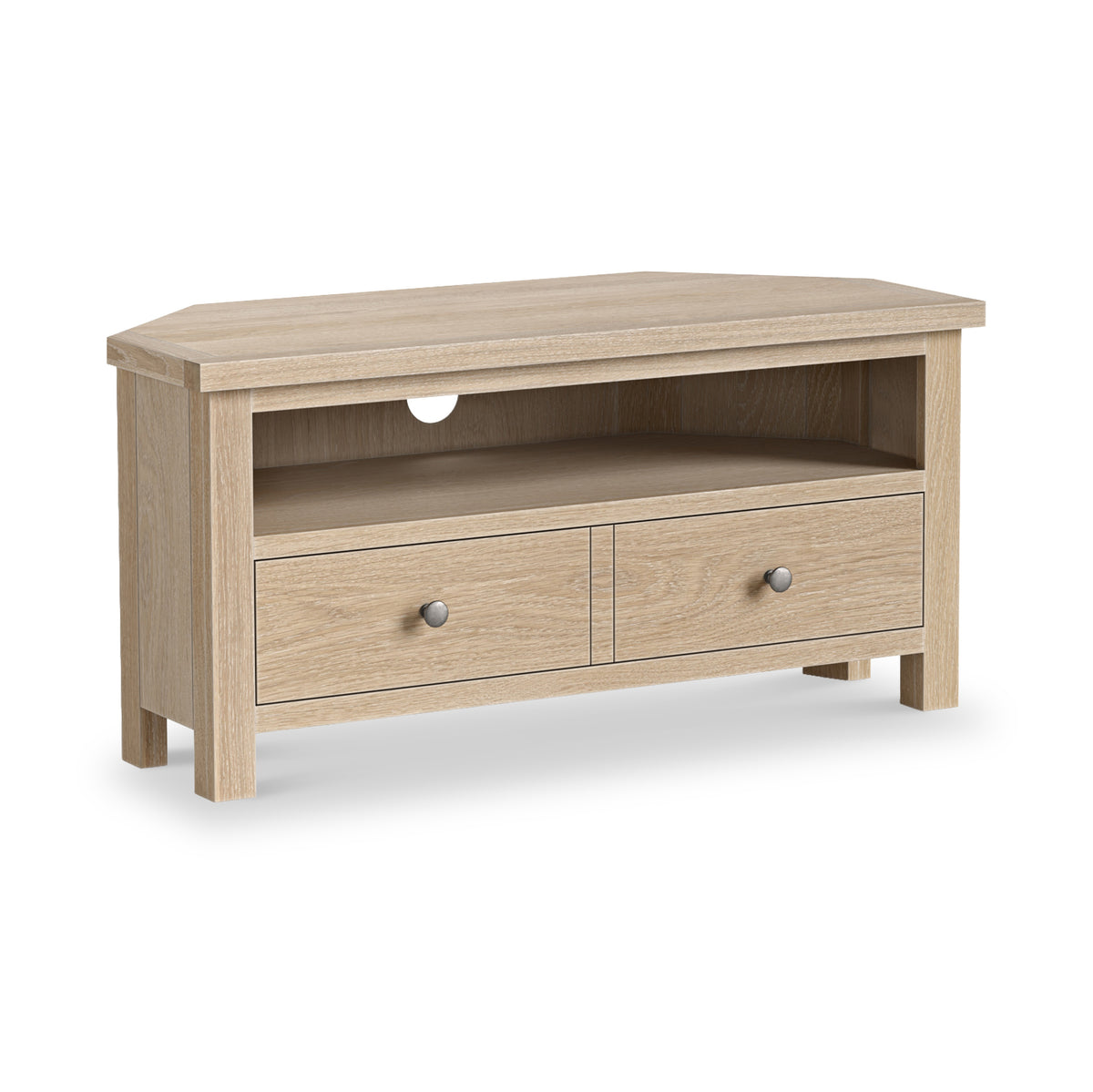 Trelan Washed Oak 2 Drawer Corner TV Unit from Roseland Furniture