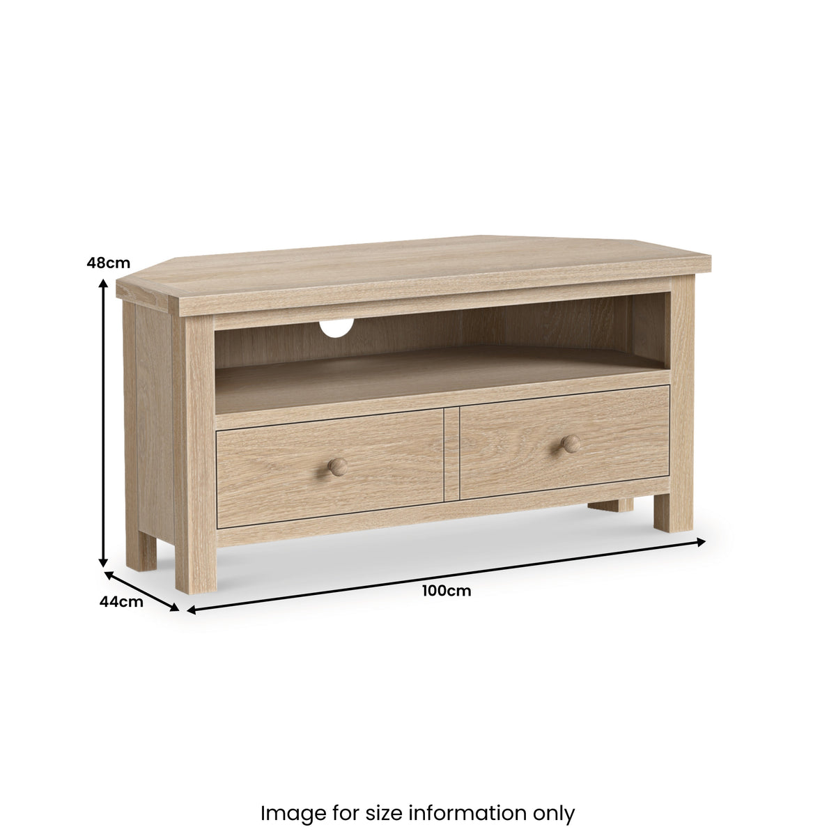 Trelan Washed Oak 2 Drawer Corner TV Unit from Roseland Furniture