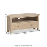 Trelan Washed Oak 2 Drawer Corner TV Unit from Roseland Furniture