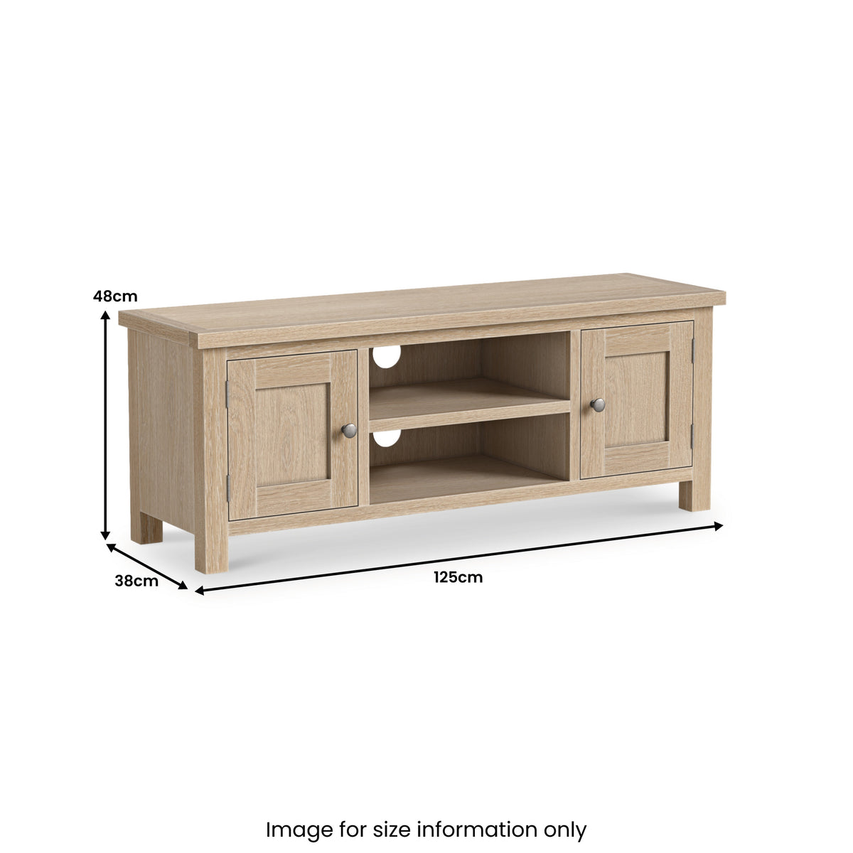 Treland Washed Oak 125cm Large TV Unit from Roseland Furniture