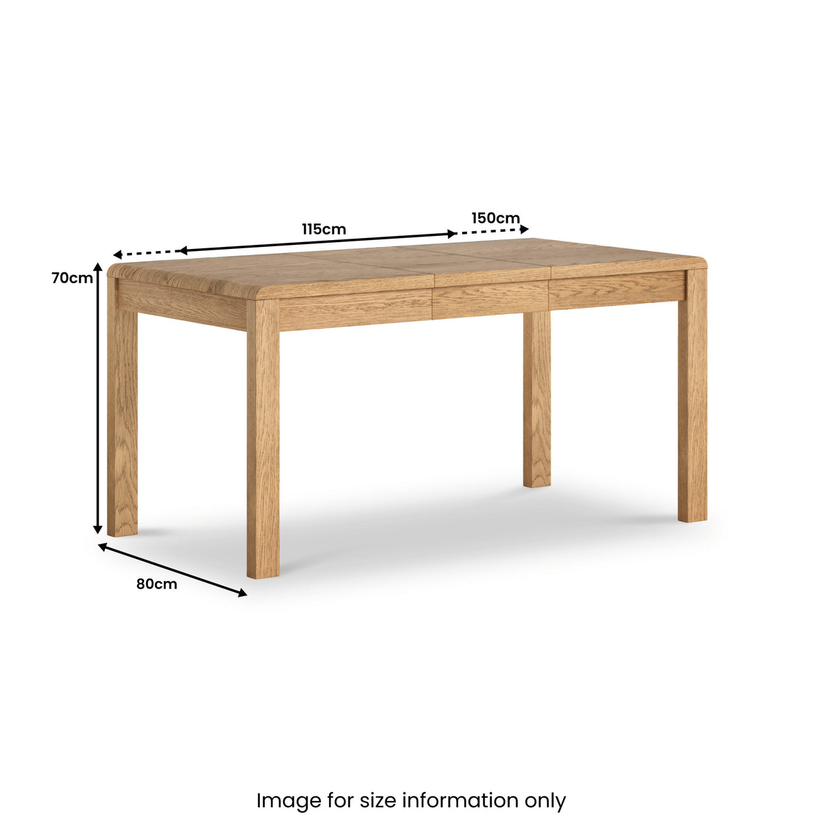 Penryn Oak 115 150cm Extending Dining Table from Roseland Furniture