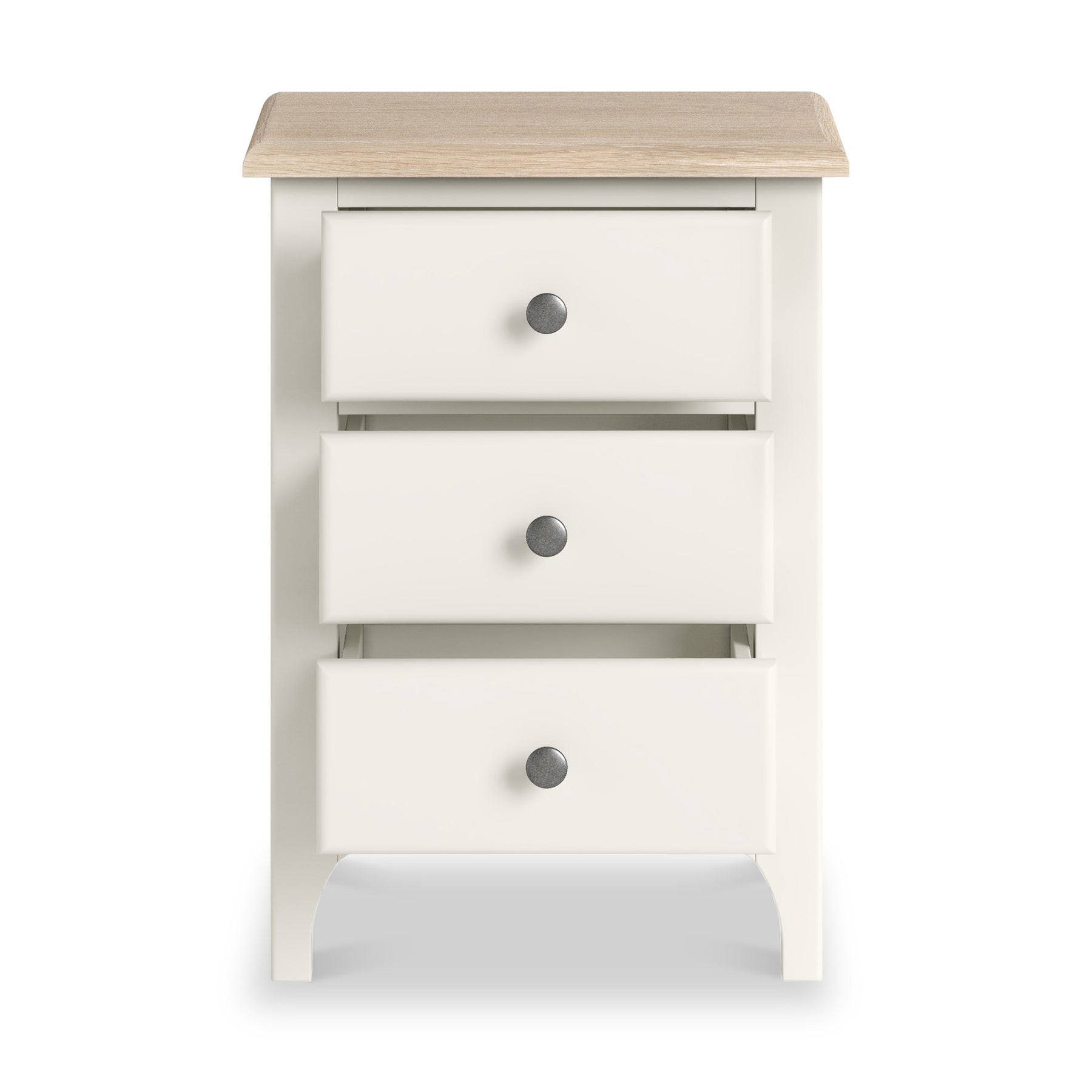 Celine Coconut White Oak Top 3 Drawer Bedside from Roseland Furniture