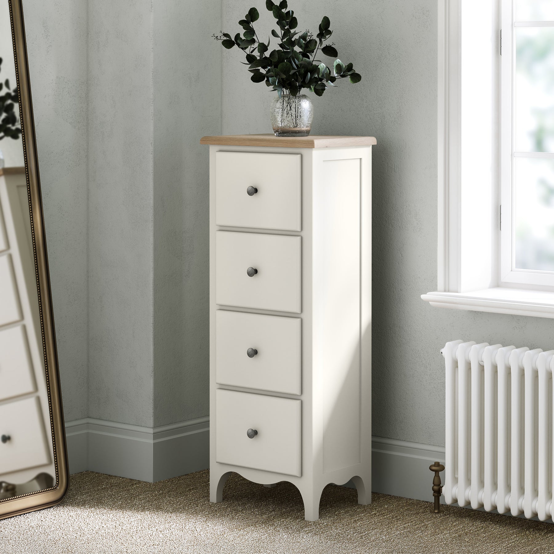 Celine Coconut White Oak Top 4 Drawer Tallboy Chest from Roseland Furniture