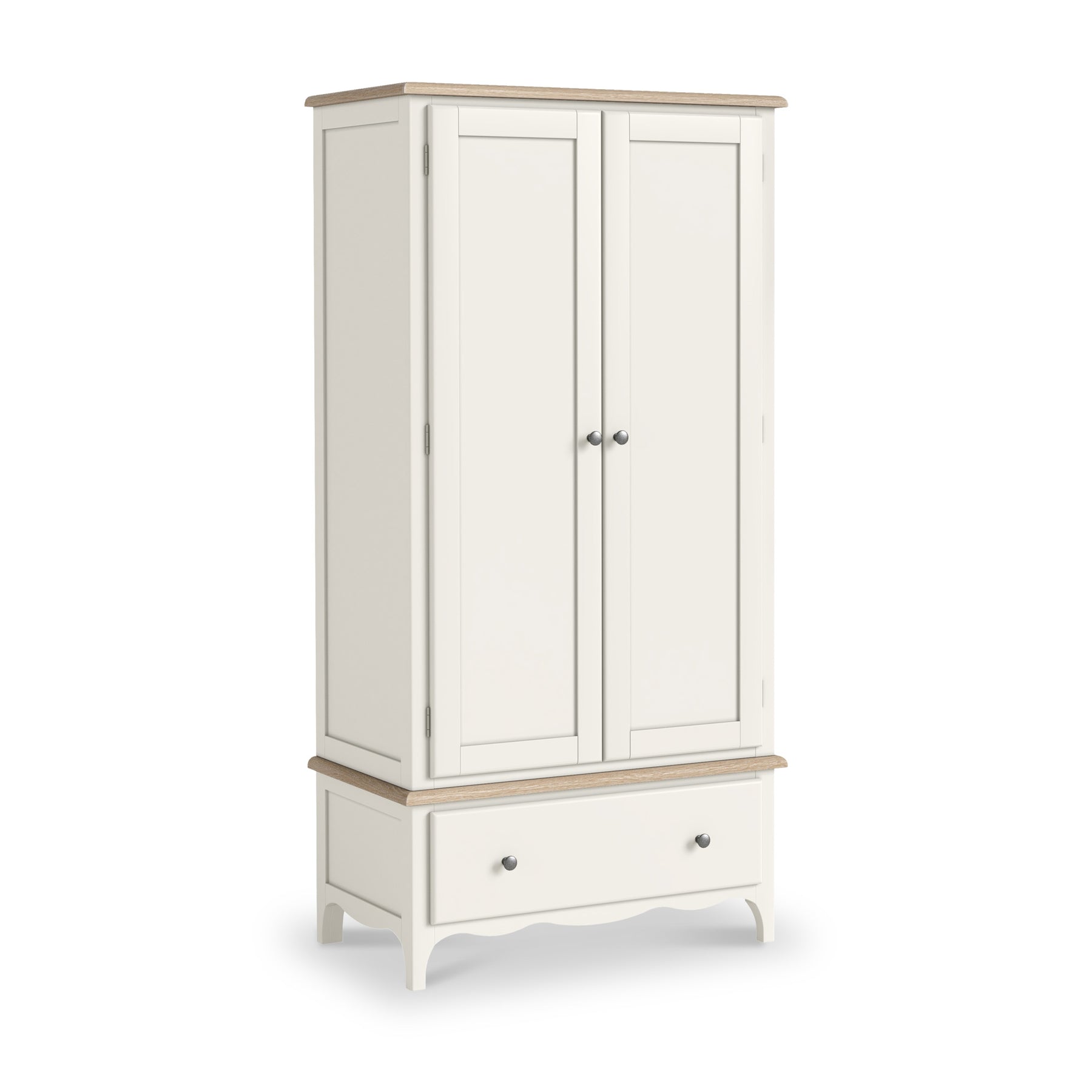 Celine Coconut White Oak Top Double Wardrobe from Roseland Furniture