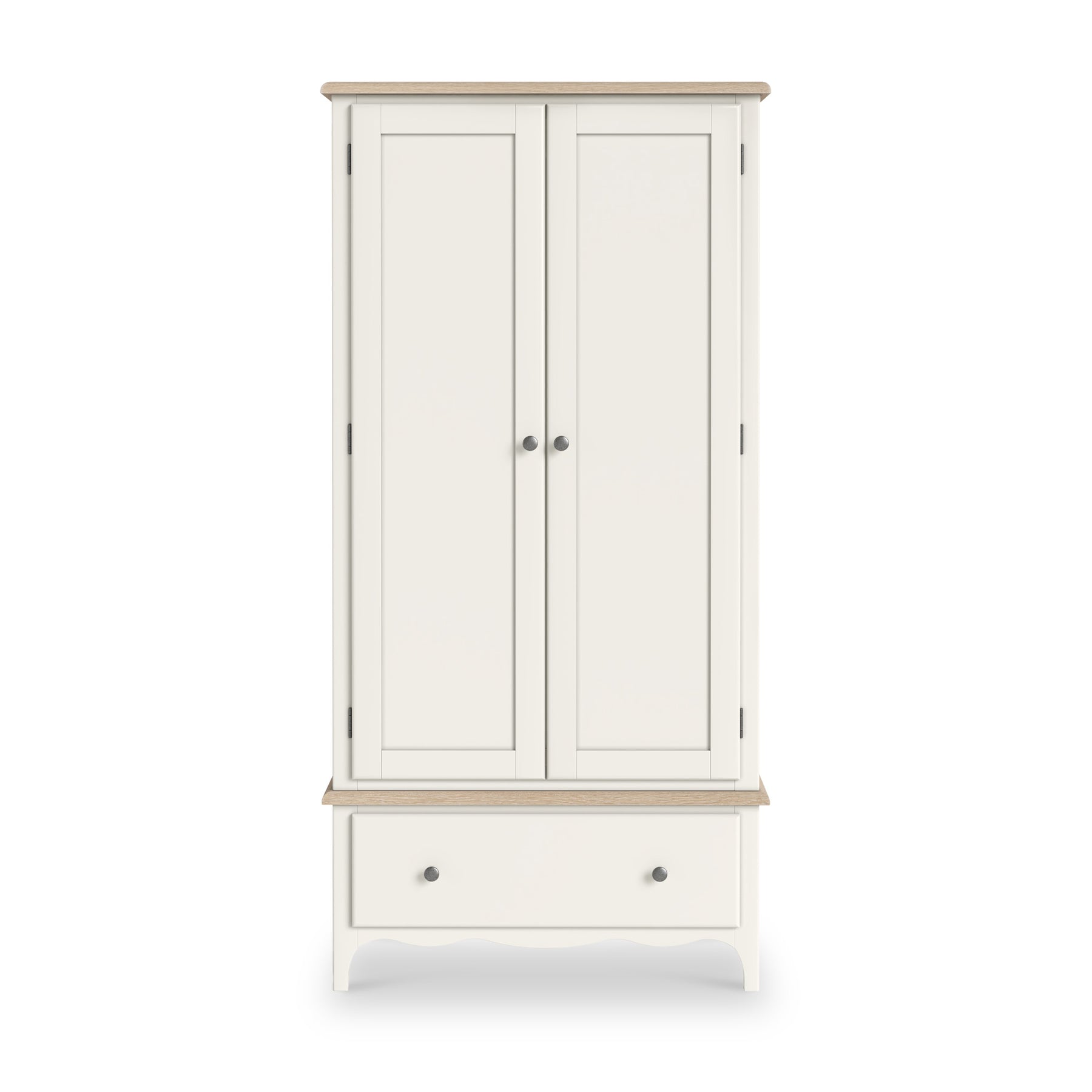 Celine Coconut White Oak Top Double Wardrobe from Roseland Furniture