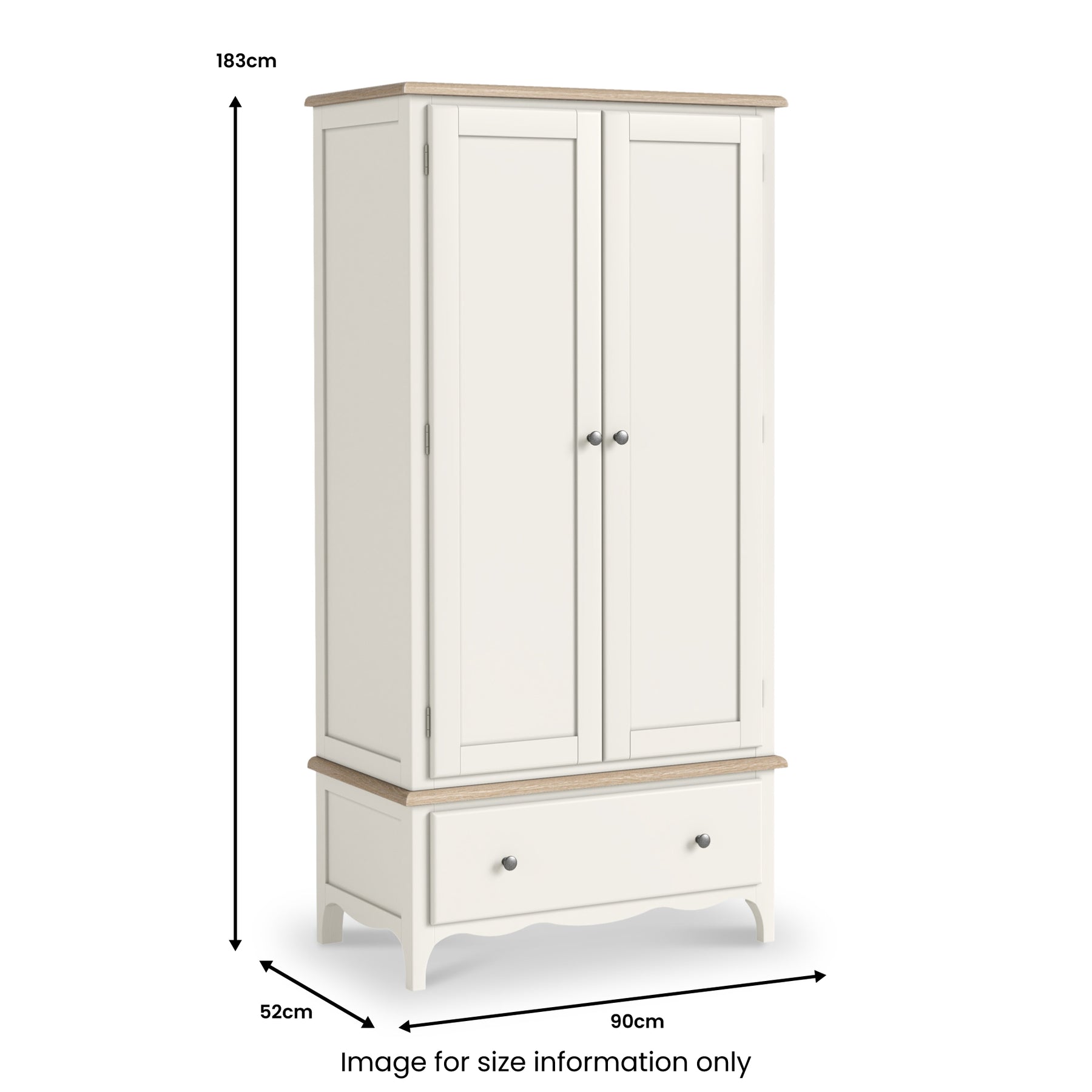 Celine Coconut White Oak Top Double Wardrobe from Roseland Furniture