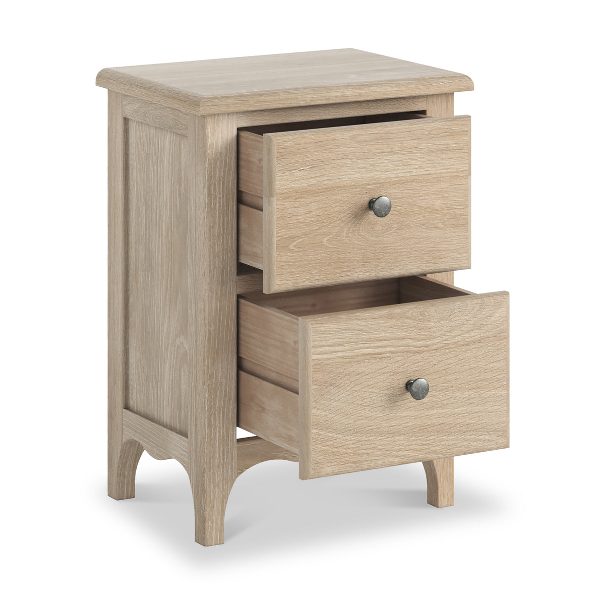 Celine Washed Oak 2 Drawer Bedside from Roseland Furniture