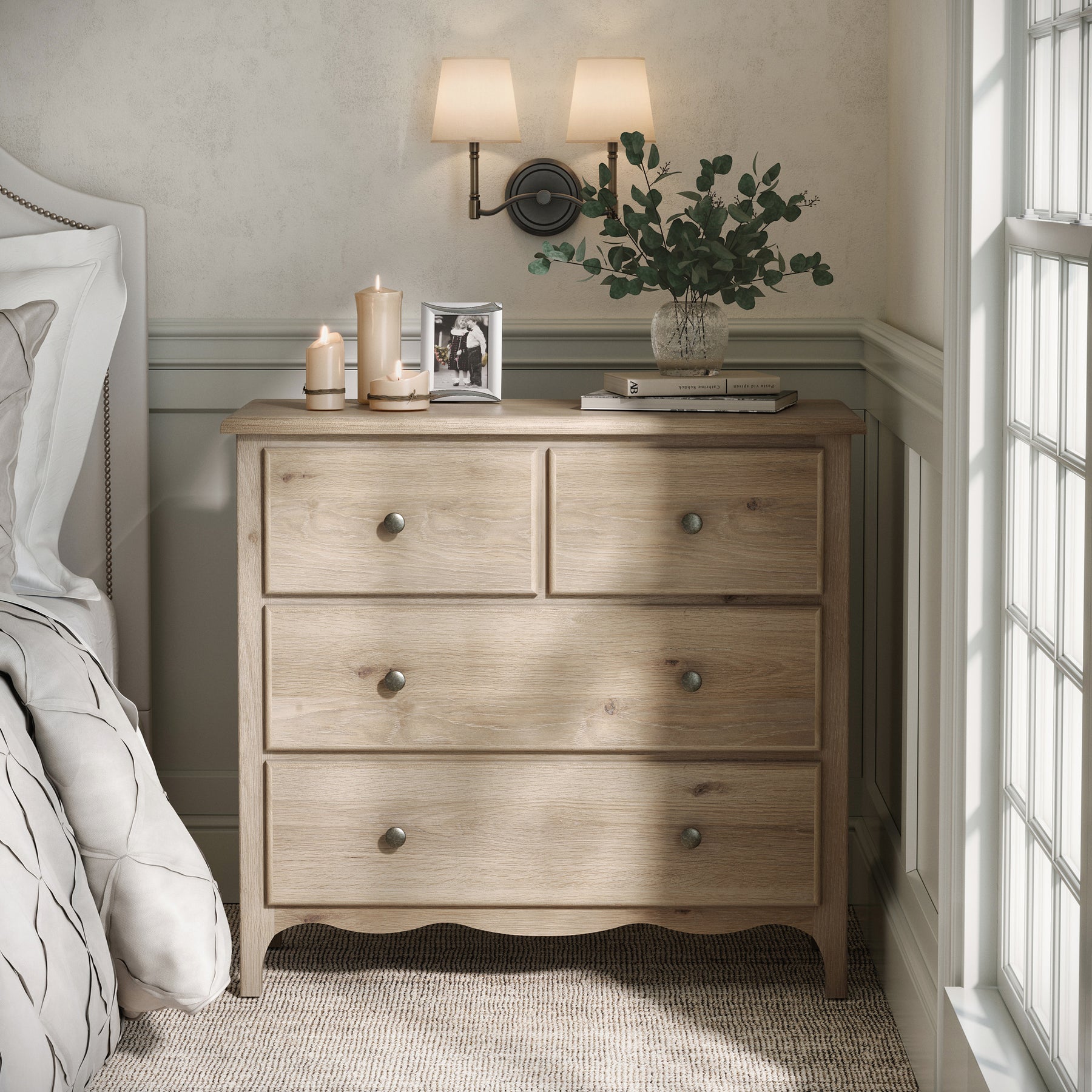 Celine Washed Oak 2 Over 2 Drawer Chest from Roseland Furniture