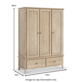 Celine Washed Oak Triple Wardrobe dimensions