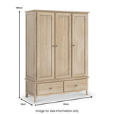 Celine Washed Oak Triple Wardrobe dimensions