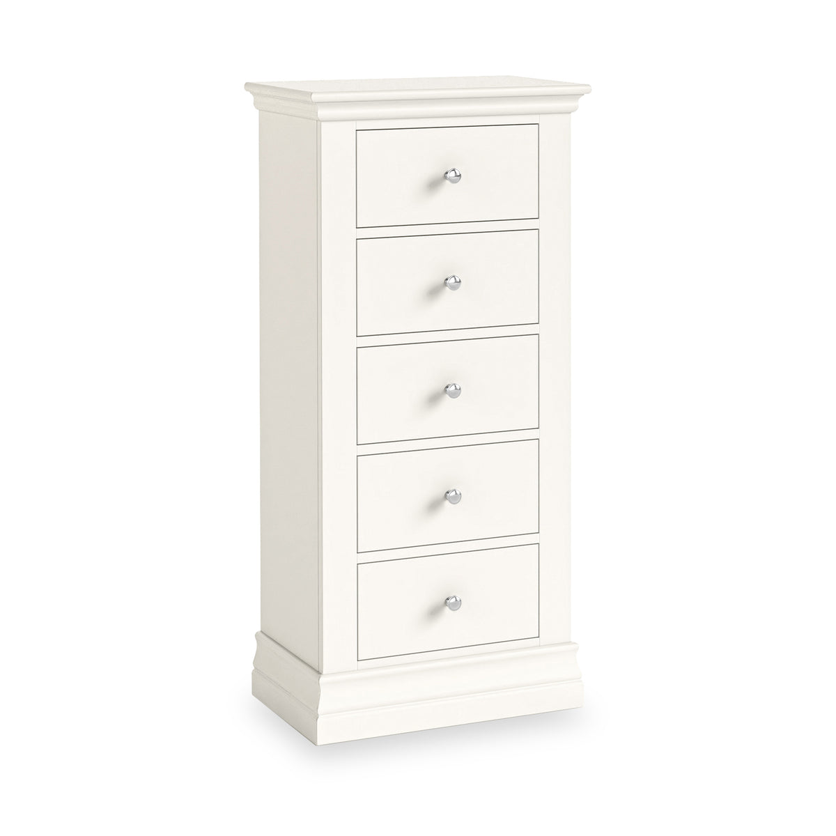 Ingleby 5 Drawer Tall Boy Coconut White from Roseland Furniture