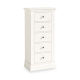 Ingleby 5 Drawer Tall Boy Coconut White from Roseland Furniture