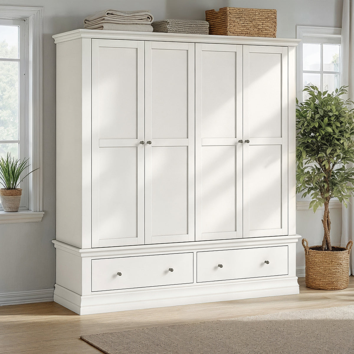 Ingleby 4 Door Wardrobe with Drawers Coconut White from Roseland Furniture
