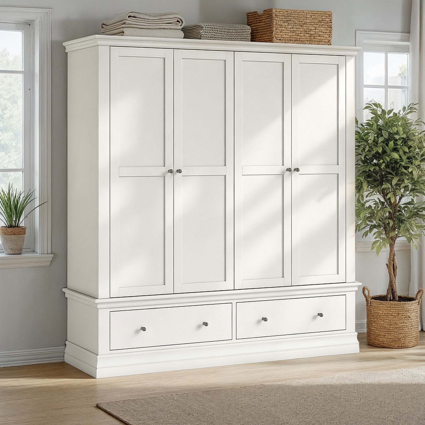 Ingleby 4 Door Wardrobe with Drawers Coconut White from Roseland Furniture