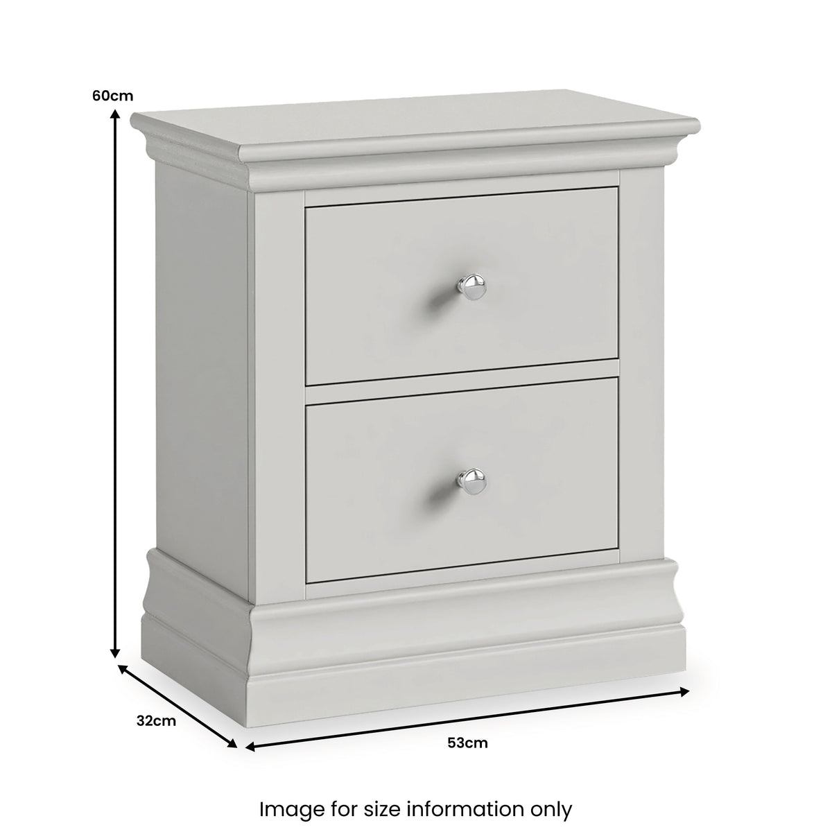 Ingleby 2 Drawer Bedside Light Grey from Roseland Furniture