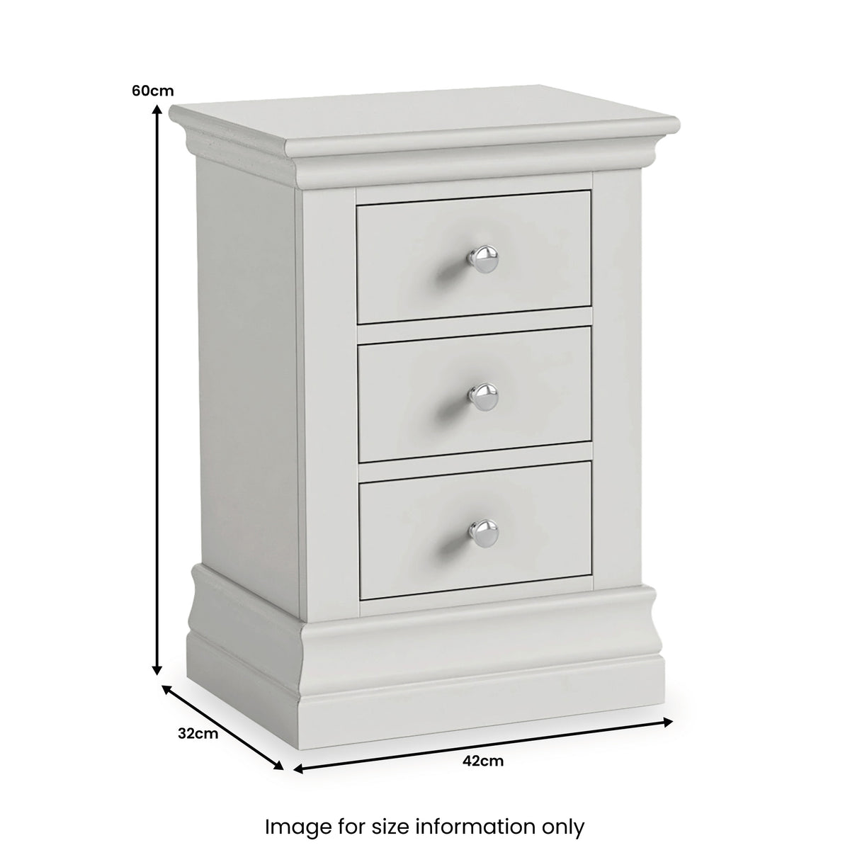 Ingleby 3 Drawer Bedside Light Grey from Roseland Furniture