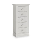 Ingleby 5 Drawer Tall Boy Light Grey from Roseland Furniture