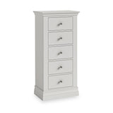 Ingleby 5 Drawer Tall Boy Light Grey from Roseland Furniture