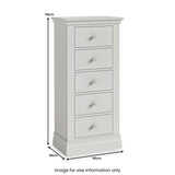 Ingleby 5 Drawer Tall Boy Light Grey from Roseland Furniture