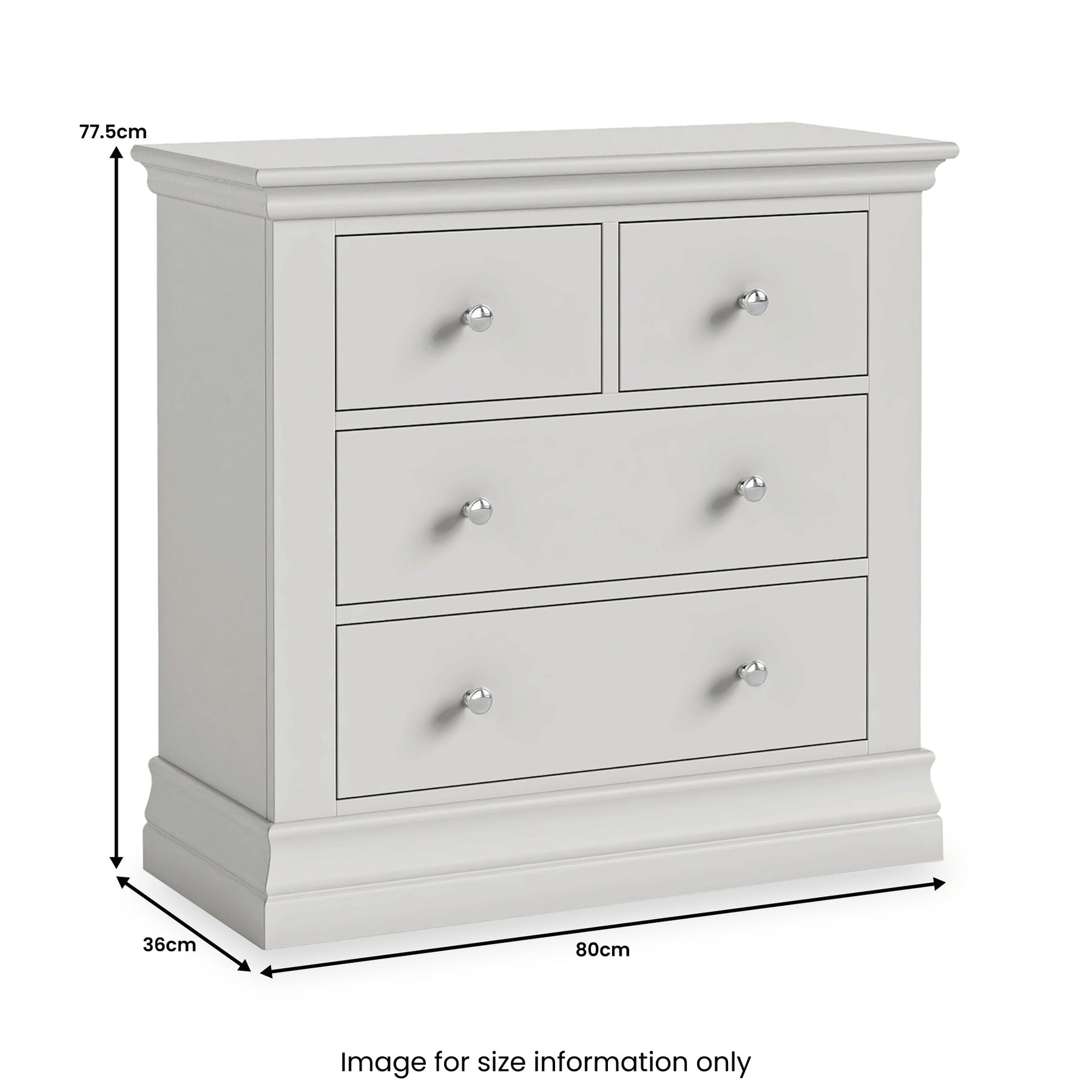 Ingleby 2 over 2 Drawer Chest Light Grey from Roseland Furniture