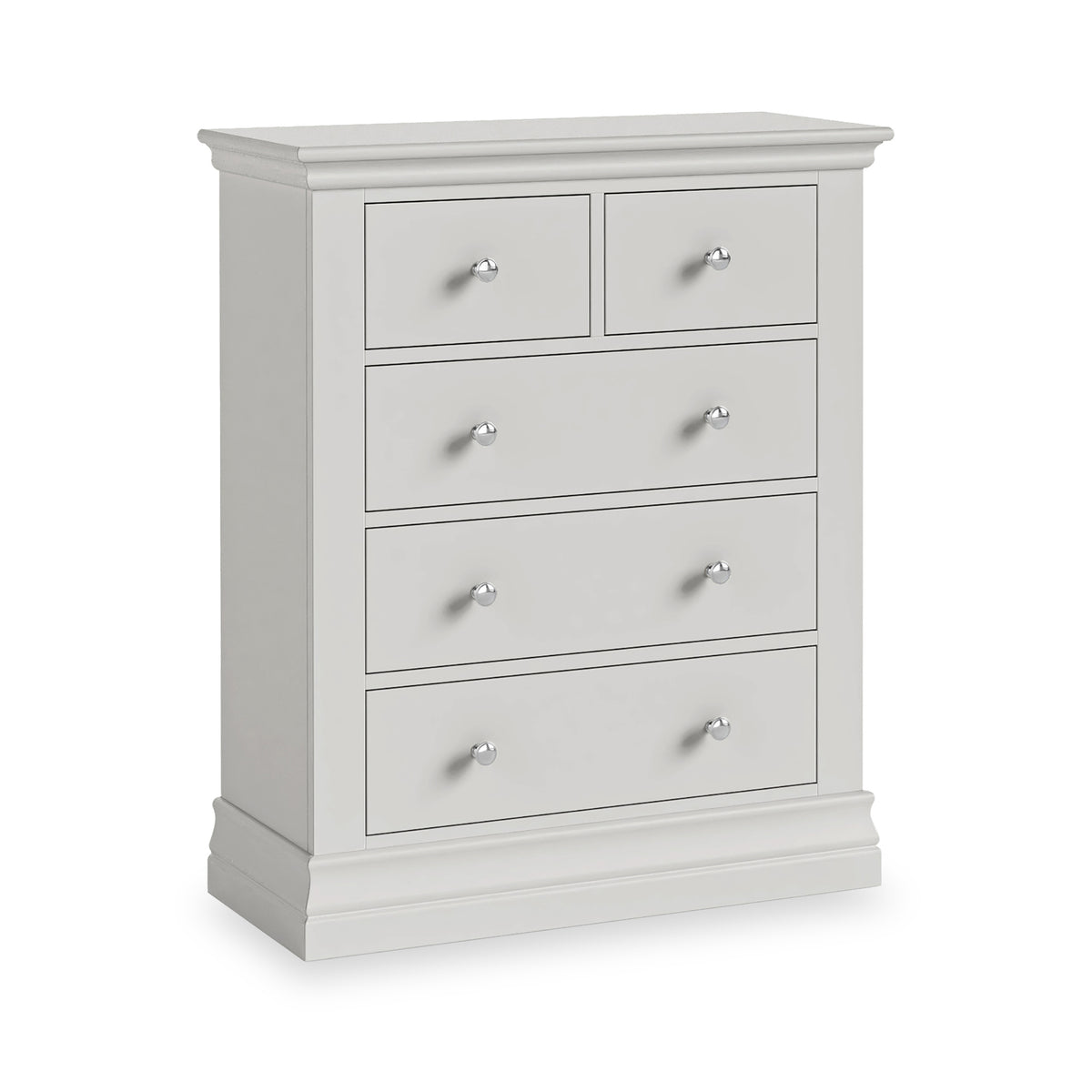 Ingleby 2 over 3 Drawer Chest Light Grey from Roseland Furniture