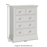 Ingleby 2 over 3 Drawer Chest Light Grey from Roseland Furniture
