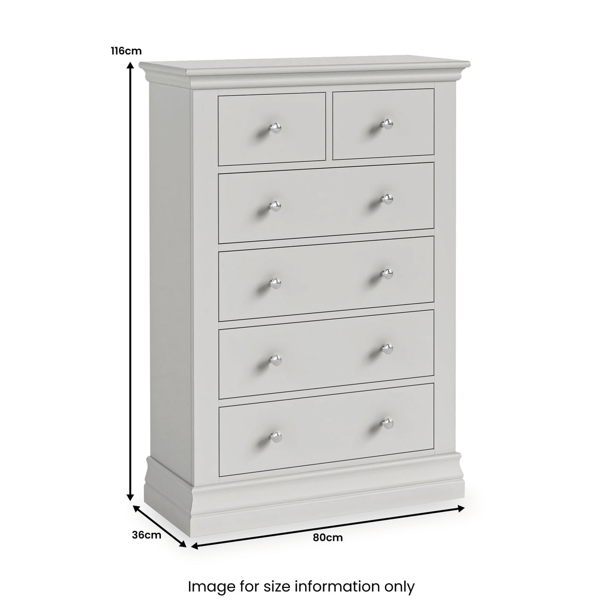 Ingleby 2 over 4 Drawer Chest Light Grey from Roseland Furniture