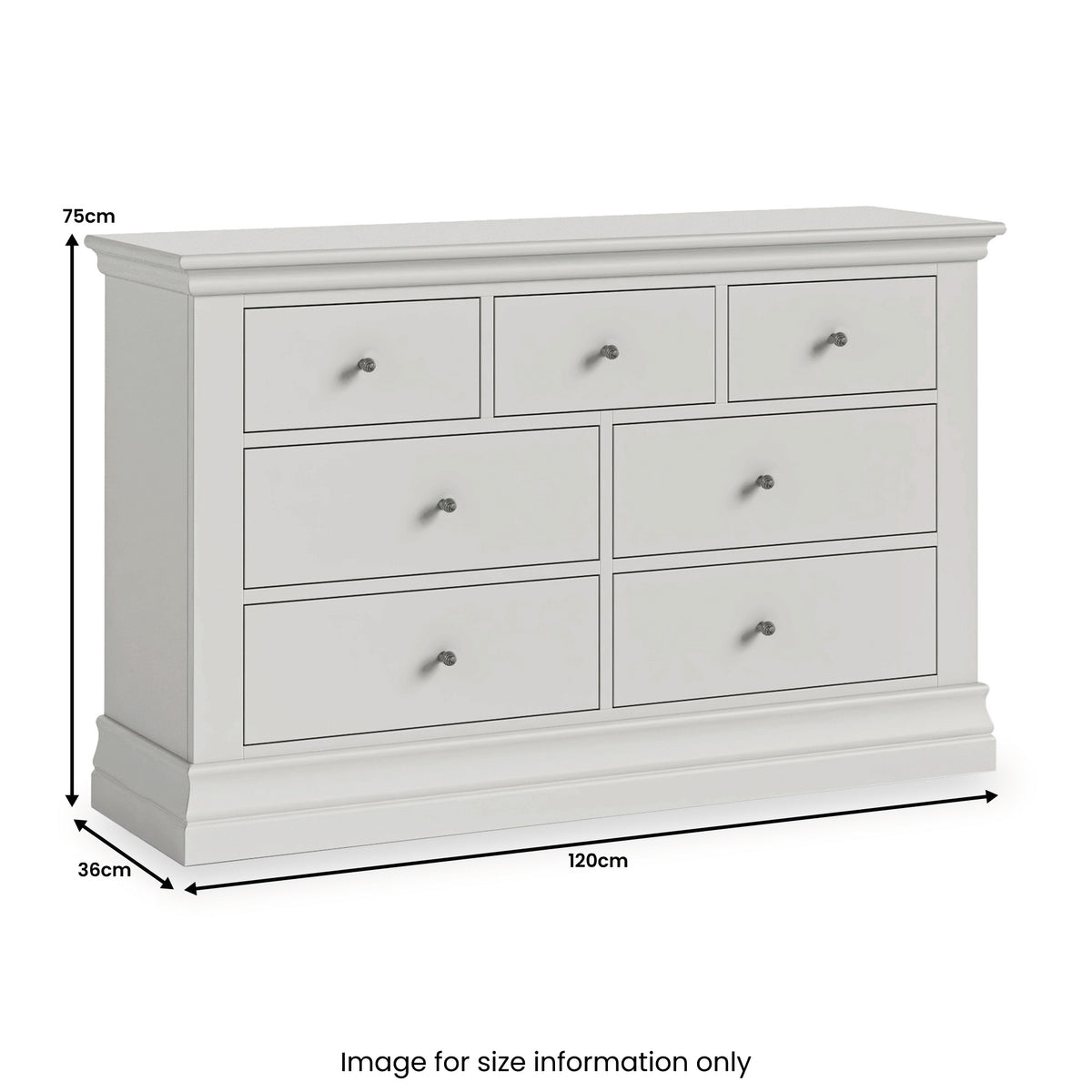 Ingleby 3 over 4 Drawer Chest Light Grey from Roseland Furniture