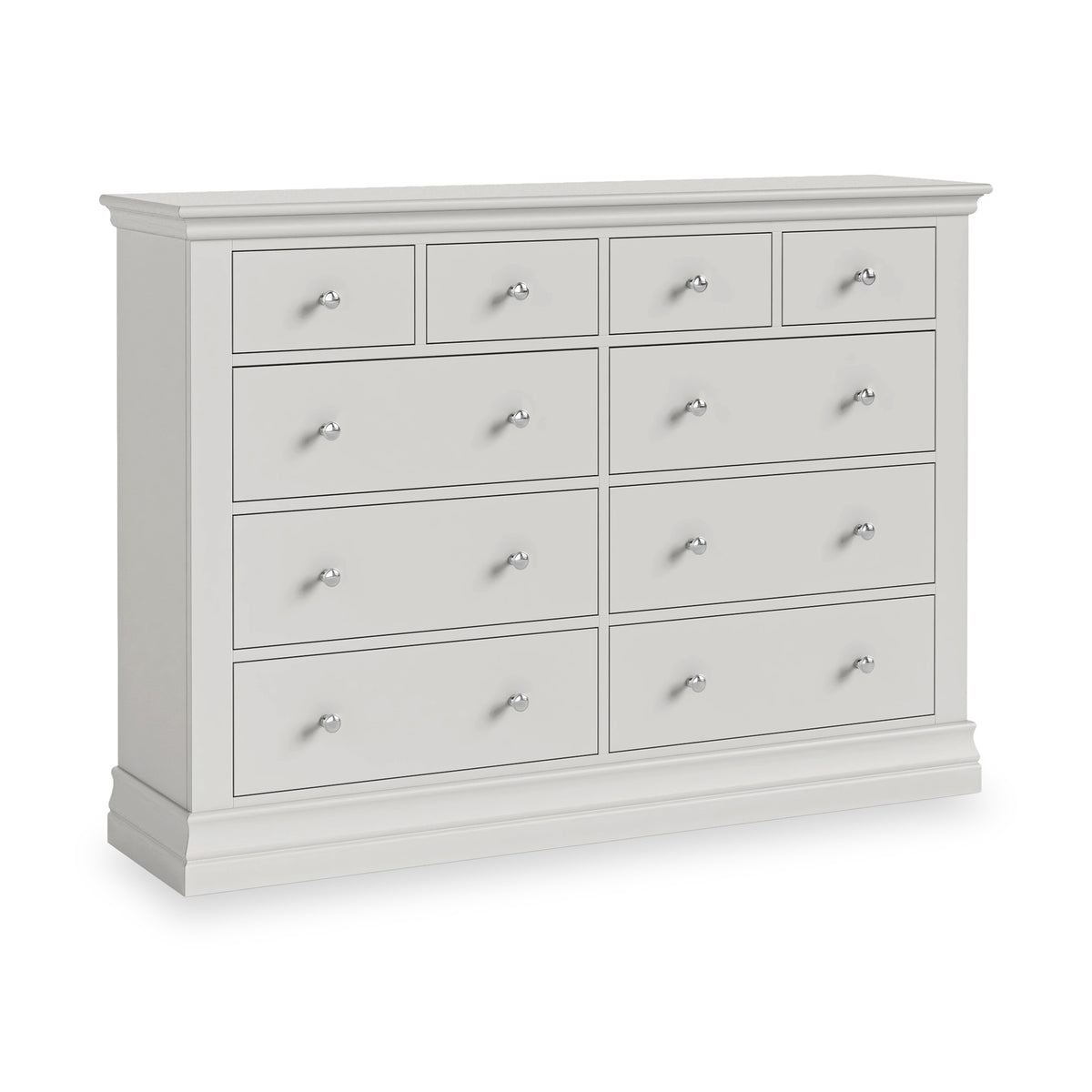 Ingleby 4 over 6 Drawer Chest Light Grey from Roseland Furniture