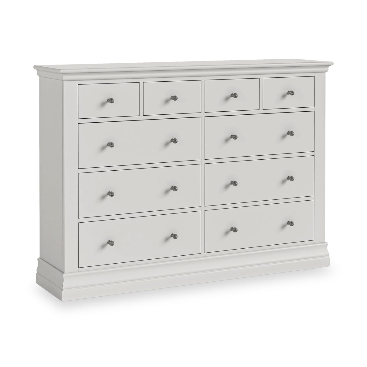 Ingleby 4 over 6 Drawer Chest Light Grey from Roseland Furniture