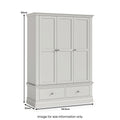 Ingleby Triple Wardrobe with Drawers Light Grey from Roseland Furniture