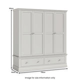 Ingleby 4 Door Wardrobe with Drawers Light Grey from Roseland Furniture