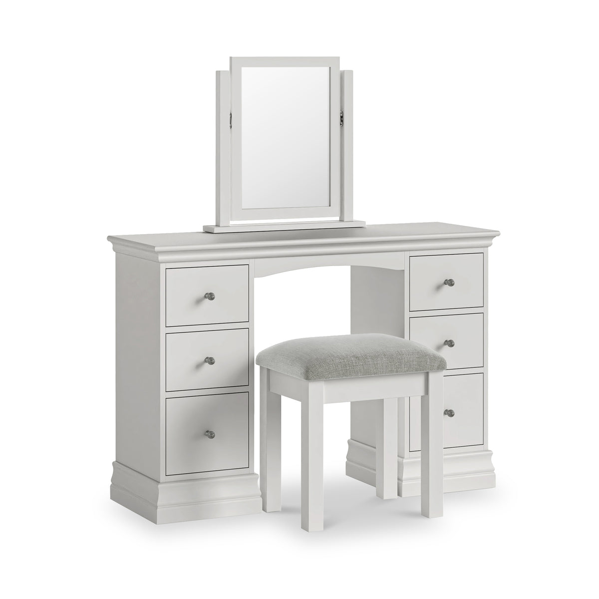 Ingleby Double Pedestal Dressing Table Light Grey from Roseland Furniture