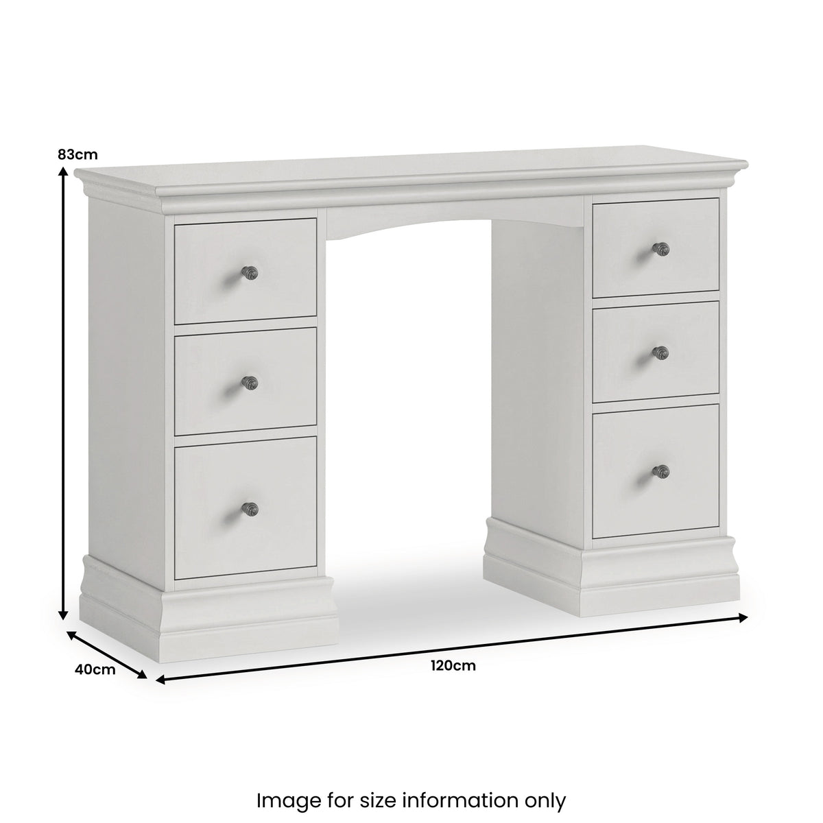 Ingleby Double Pedestal Dressing Table Light Grey from Roseland Furniture