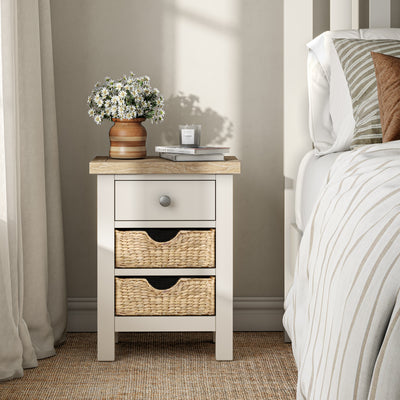 Farrow Basket 3 Drawer Bedside Table