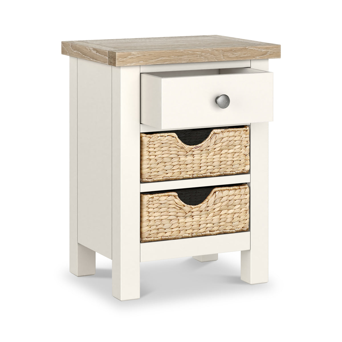 Farrow Basket 3 Drawer Bedside from Roseland Furniture