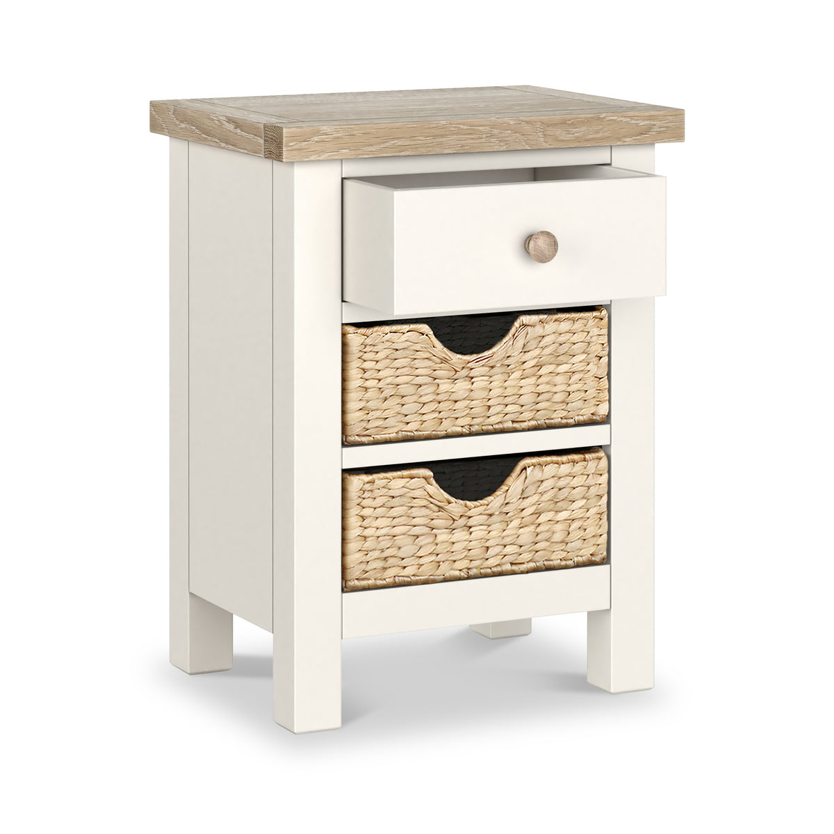 Farrow Basket 3 Drawer Bedside from Roseland Furniture