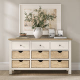 Farrow Basket 9 Drawer Chest from Roseland Furniture decorated with books pictures and vases