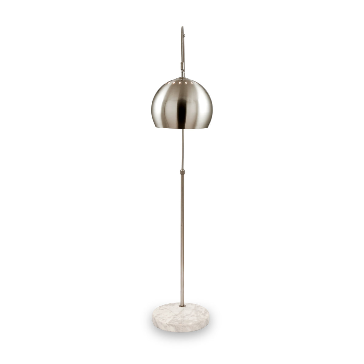 Feliciani Brushed Silver Metal and White Marble Floor Lamp