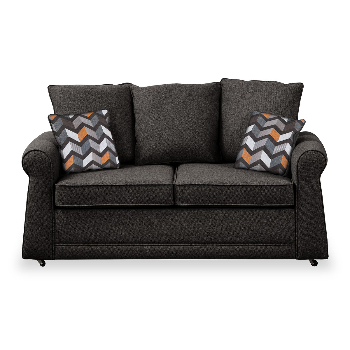 Broughton Faux Linen 2 Seater Sofabed with Charcoal Scatter Cushions from Roseland Furniture
