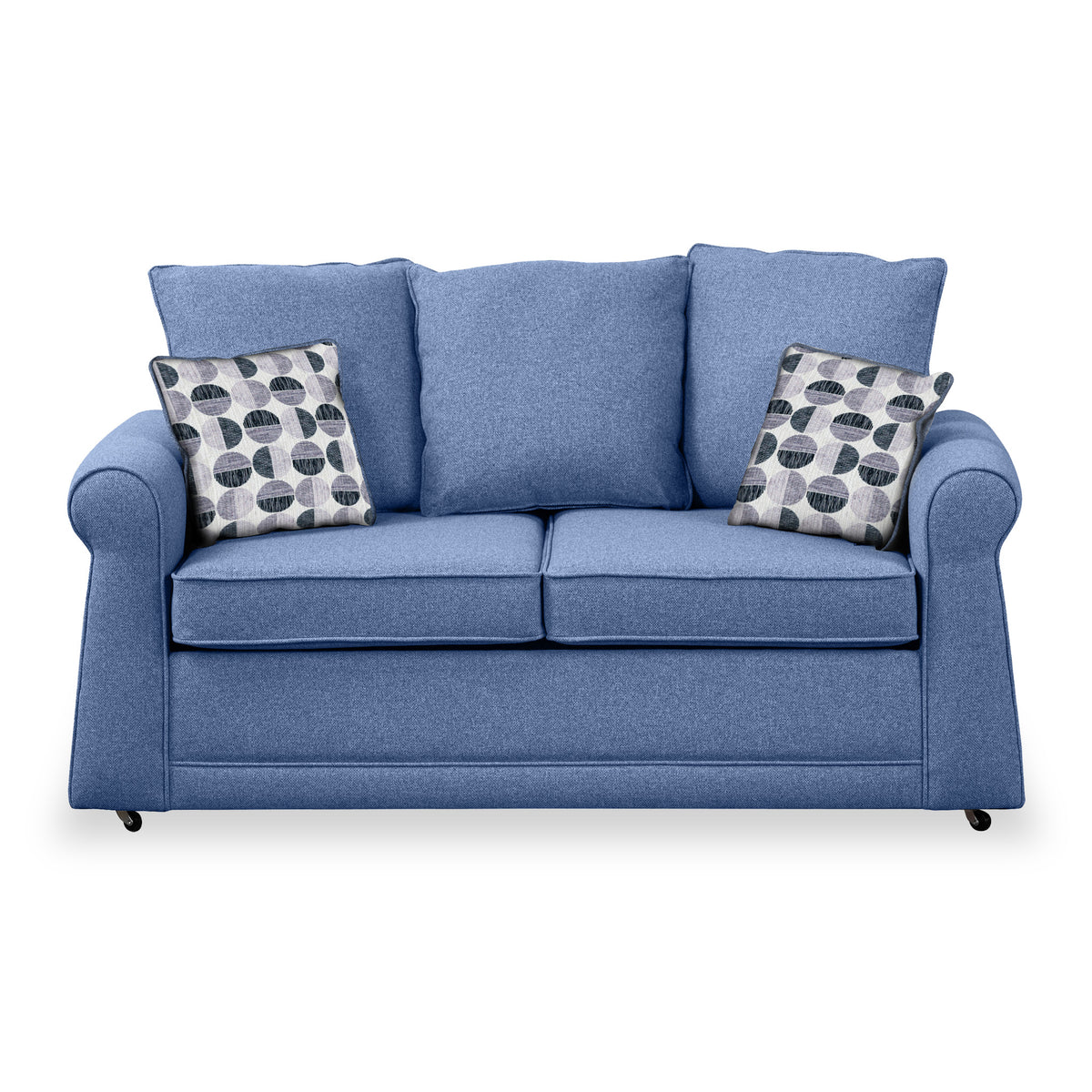 Broughton Denim Faux Linen 2 Seater Sofabed with Mono Scatter Cushions from Roseland Furniture