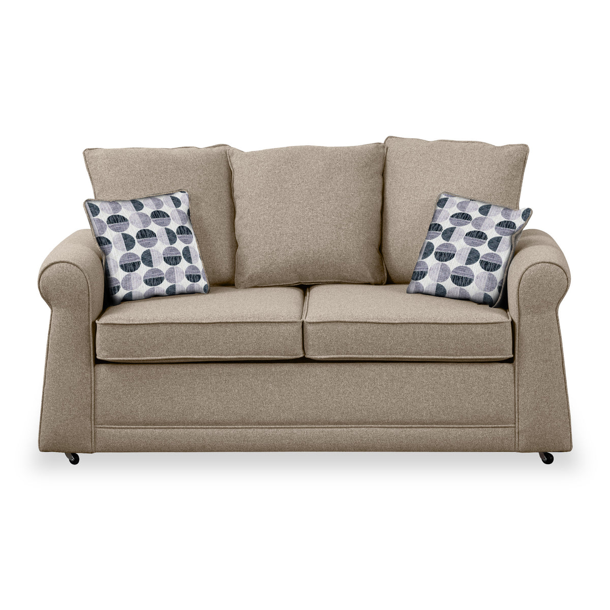 Broughton Oatmeal Faux Linen 2 Seater Sofabed with Mono Scatter Cushions from Roseland Furniture