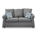 Broughton Silver Faux Linen 2 Seater Sofabed with Blue Scatter Cushions from Roseland Furniture