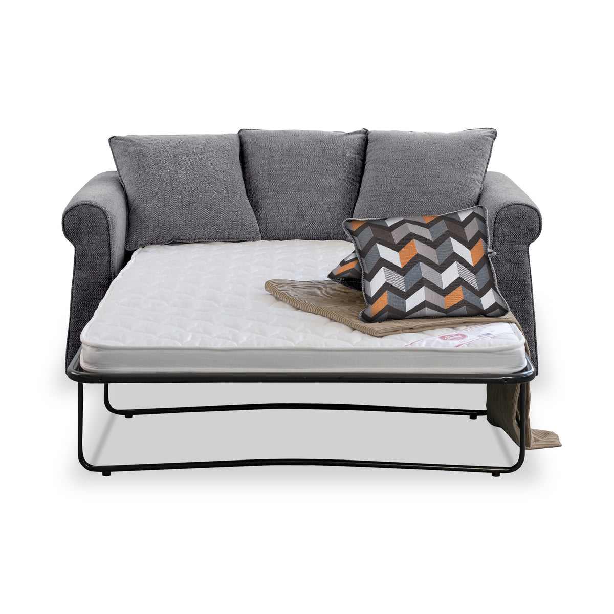 Branston Charcoal Soft Weave 2 Seater Sofabed with Charcoal Scatter Cushions from Roseland Furniture