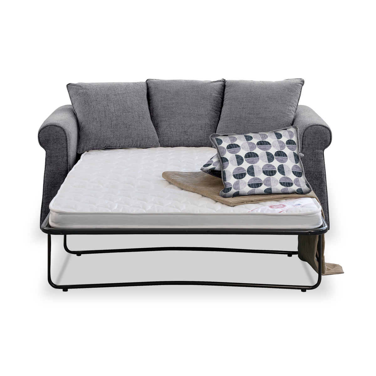 Branston Charcoal Soft Weave 2 Seater Sofabed with Mono Scatter Cushions from Roseland Furniture
