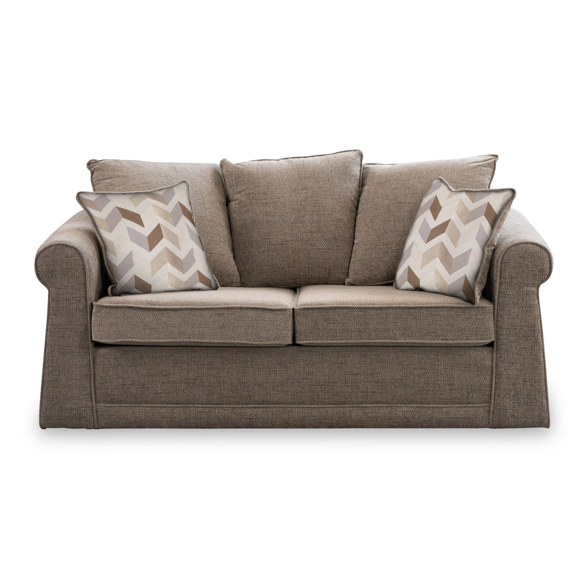 Branston Fawn Soft Weave 2 Seater Sofabed with Oatmeal Scatter Cushions from Roseland Furniture