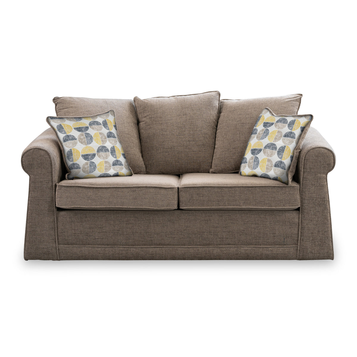 Branston Fawn Soft Weave 2 Seater Sofabed with Beige Scatter Cushions from Roseland Furniture