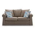 Branston Fawn Soft Weave 2 Seater Sofabed with Blue Scatter Cushions from Roseland Furniture