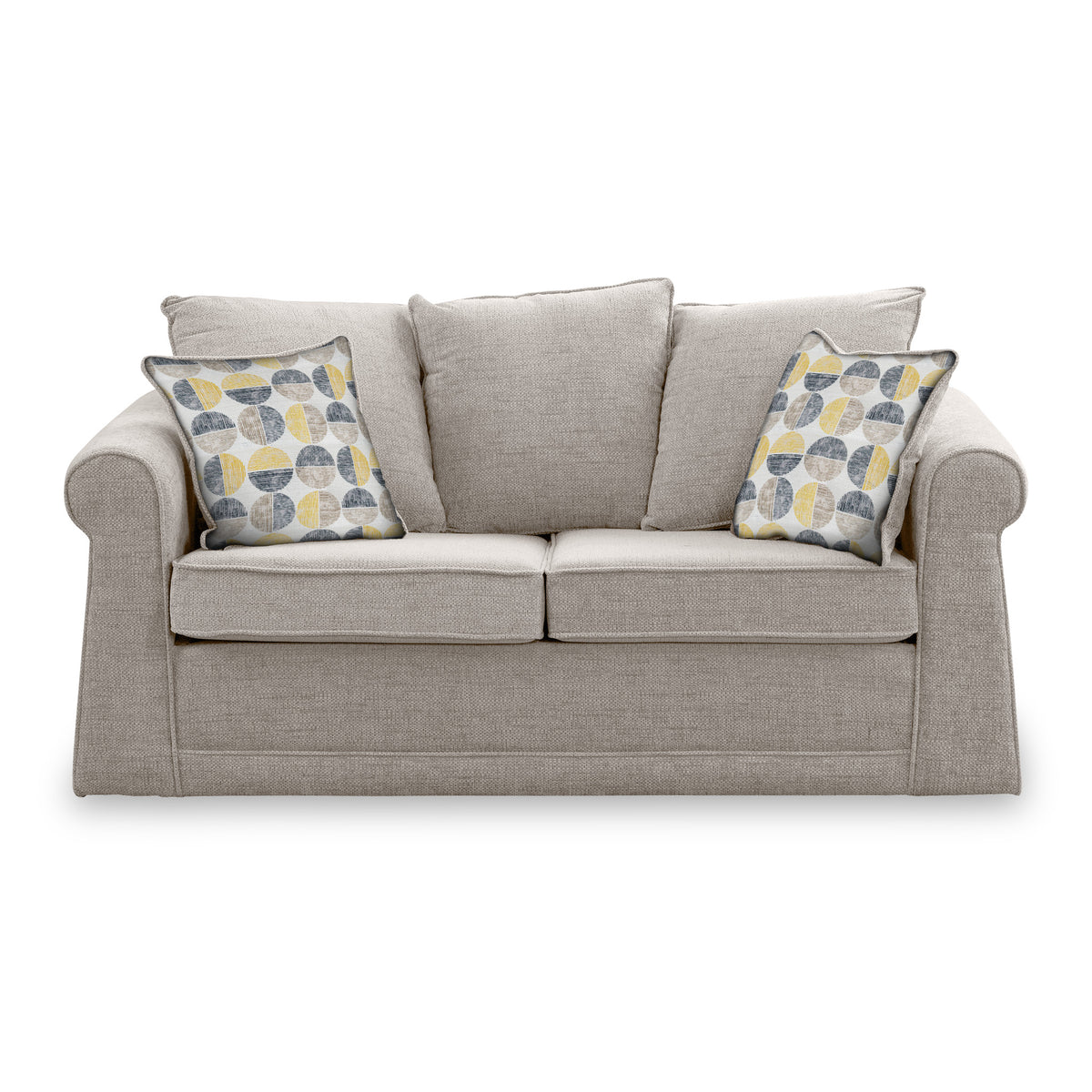 Branston Oatmeal Soft Weave 2 Seater Sofabed with Beige Scatter Cushions from Roseland Furniture